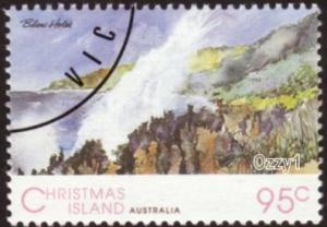 Christmas Island Sc#351, SG#379 95c Painting, Blowholes CTO