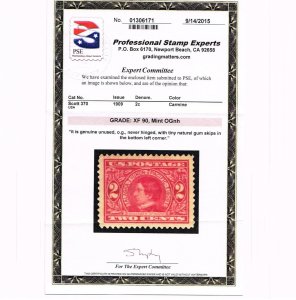 EXCELLENT GENUINE SCOTT #370 MINT OG NH PSE CERT GRADED XF-90 ALASKA-YUKON 19843