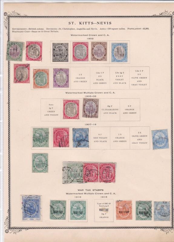 st kitts nevis mounted mint and used stamps on album page   ref r9071