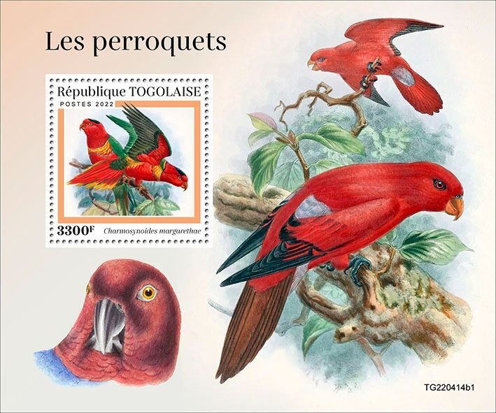 TOGO - 2022 - Parrots - Perf Souv Sheet #1 - Mint Never Hinged