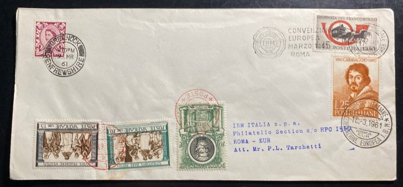 1961 Rome Italy Airmail First Day Cover FDC European Convention British Stamp