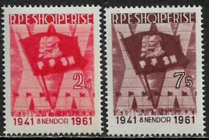 Albania #600-1 MNH Set - Flag of Marx and Lenin
