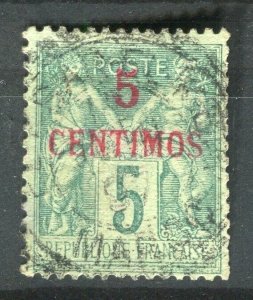 FRENCH COLONIES; MOROCCO 1890s classic P & C surcharged used 5c. fair Postmark