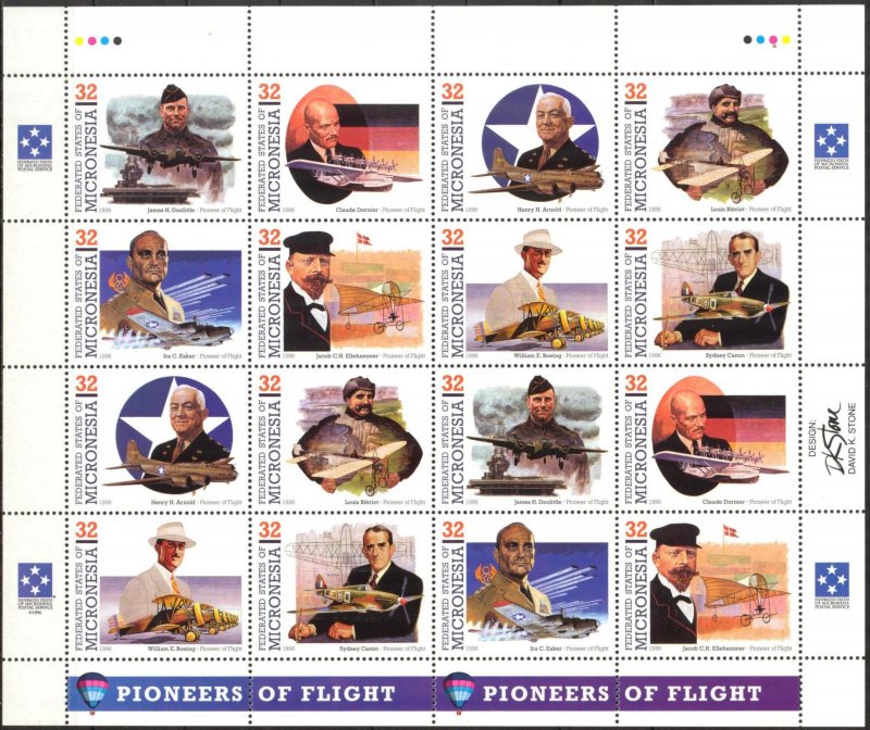 Micronesia 1996 Aviation Pioneers of Flight ( VII set ) Sheet 2 sets MNH