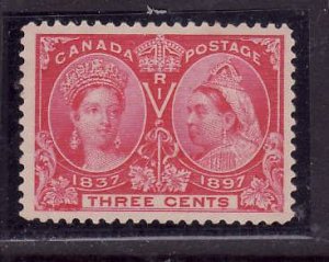 Canada-Sc#53-Unused 3c bright rose-QV Diamond Jubilee-og-hinge -1897-Cdn195-