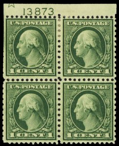 538, Mint H 1¢ Plate Block of Four - Stuart Katz