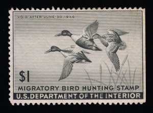 VERY AFFORDABLE GENUINE SCOTT #RW12 F-VF MINT OG H 1945 BLACK DUCK STAMP #19157