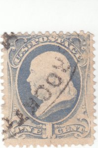 Scott #156 - 1c Ultramarine - Franklin - Used