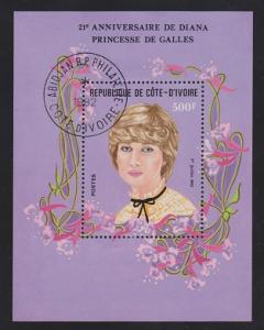 Princess Diana 21st Birthday 1982 Ivory Coast Souvenir Sheet CTO