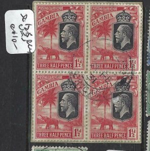 GAMBIA  (P0607B)  KGV 1D ELEPHANT  SG  128  BL OF 4  VFU