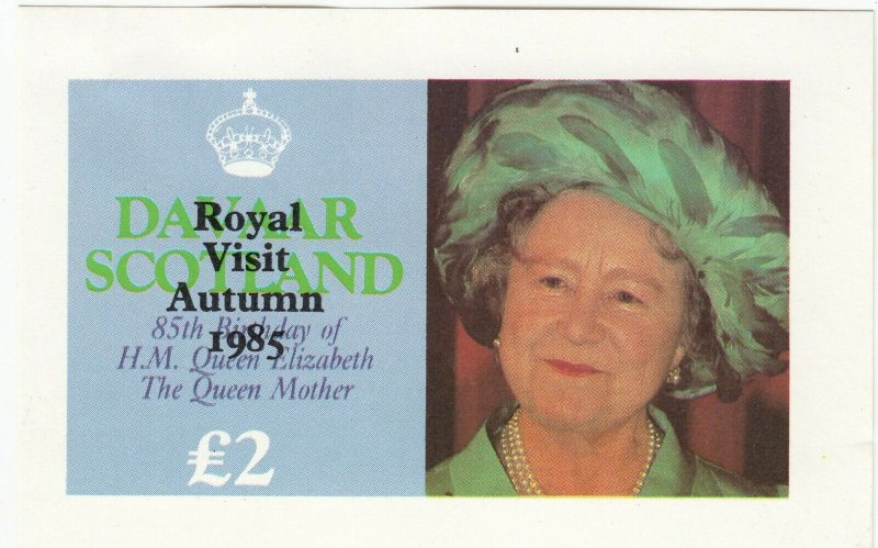 Cinderellas; Davaar, Scotland MNH, 85th Anniv. Of Queen Mother, Royal Visit OVPT