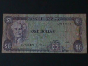 ​JAMAICA-1990-BANK OF JAMAICA-$1 -CIRCULATED-VF-34-YEARS OLD-WATER MARK