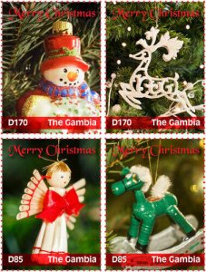 Gambia 2016 - Christmas Ornaments - Set of 4 Stamps - Scott #3728-31 - MNH