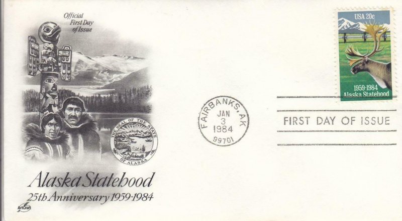 1984, 25th Anniv. Alaska Statehood, Artcraft, FDC (D14898)