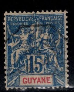 French Guiana Scott 39 Perf 14x13.5 MH* stamp on Quadrille paper blunt perfs