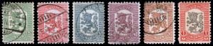 Finland Scott 111-115, 117 (1918) Used/Mint H F-VF, CV $12.25