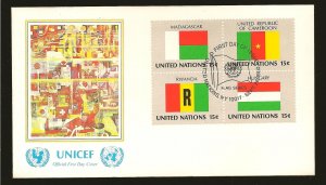 United Nations 337-340 UNICEF Se-tenant Block of 4 1980 First Day Cover Used