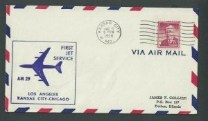 1959 7c Liberty #1040 Sole Usage On Domestic 1st Flt Kansas City To Los Angeles-