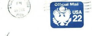 US POSTAL HISTORY OFFICIAL MAIL COVER #UO74 ATLANT GA / AIR FORCE HQ DENVER 1986
