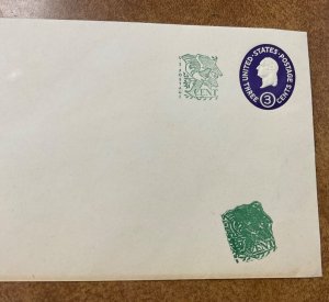 U540 ERROR EFO  DOUBLE GREEN Surcharge  1958 3C postal stationery