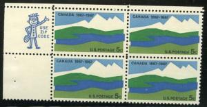 US Stamp #1324 MNH - Canada Centenary ZIP Block of 4