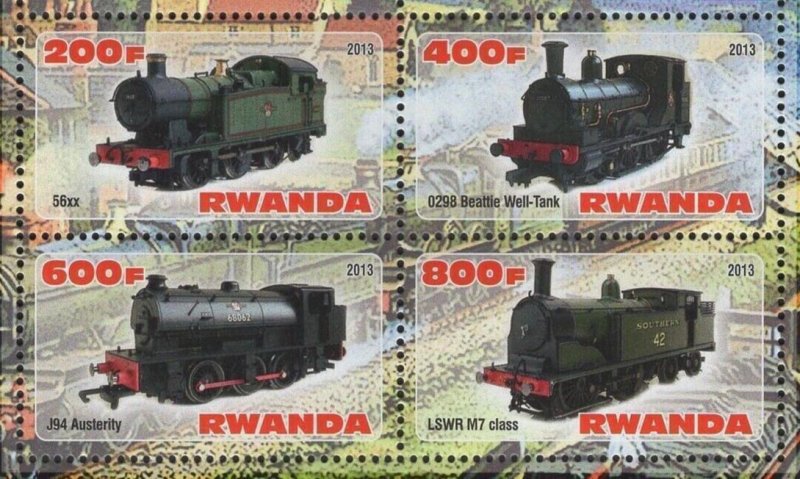 Trains Steam Locomotive Souvenir Sheet of 4 Stamps Mint NH