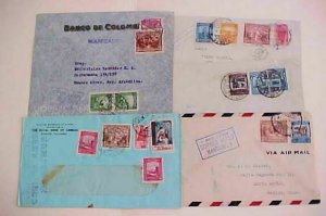 COLOMBIA  5 COVERS  MANCOMUN 1940's TO FOREIGN DESTINATION