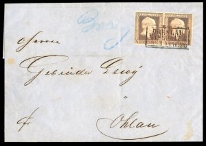 German States, Prussia #10 Cat$800, 1858 6pf orange, horizontal pair on folde...