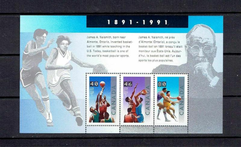 CANADA - 1991 BASKETBALL SOUVENIR SHEET - SCOTT 1344 - MNH