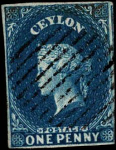 Ceylon #3, Incomplete Set, 1857-1859, Used