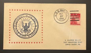 Naval Cover Military Event - USS OAK HILL LSD-7 US Navy October 27 1946 Cachet