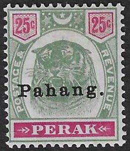 MALAYAN STATES Pahang: 1898 Pahang overprint on 25c green - 44981