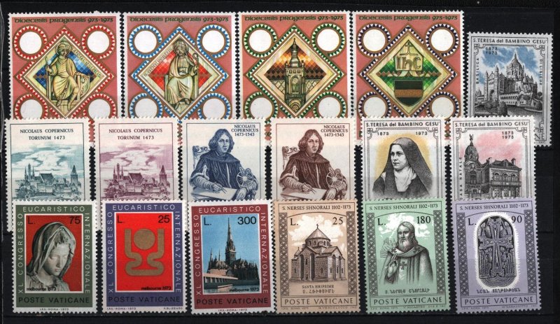 VATICAN 1973 COMPLETE YEAR SET OF 17 STAMPS MNH