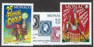 Monaco SC#2193, 2196 & 2199 MNH VF...Great Opportunity!