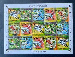 2006 Stamps Sheetlet Football Worldcup Germany Central Africa Imperf.-