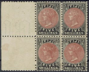 FIJI 1882 QV 5/- MNH ** BLOCK