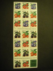 Scott 3297b, 33c Berries, Pane of 20, #B3333, MNH Booklet Beauty