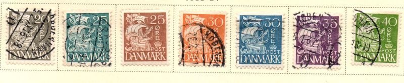 Denmark Sc 232-238 1933-34 Caravels stamp set used