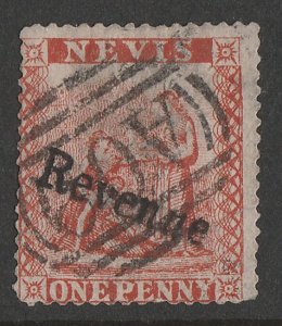NEVIS 1882 'Revenue' Medicinal Springs 1d bright red Postal Fiscal. 