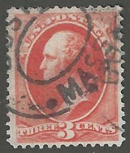 U.S., 1887, Scott #214, 3c vermilion, George Washington, Used, Very Fine