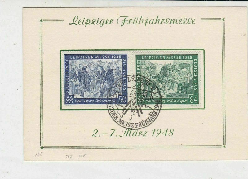 Germany 1948 Leipziger Fair Slogan Cancel & Stamps Card Ref 35115