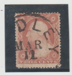 U S Scott #26A Mar 11 SON Town CXL Three cent Washington VF/XF cV. 150.00++