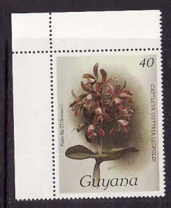 Guyana-Sc#1126a- id9-unused NH 40c-Flowers-Orchids-wmk Lotus Bud Multiple-1985-