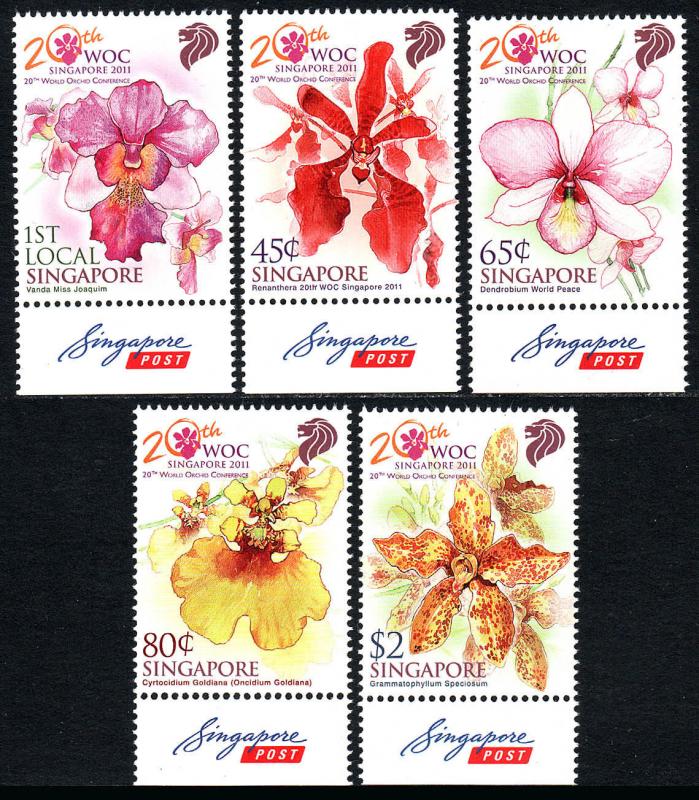 Singapore 1516-1520, MNH. World Orchid Conference, Singapure. Orchids, 2011