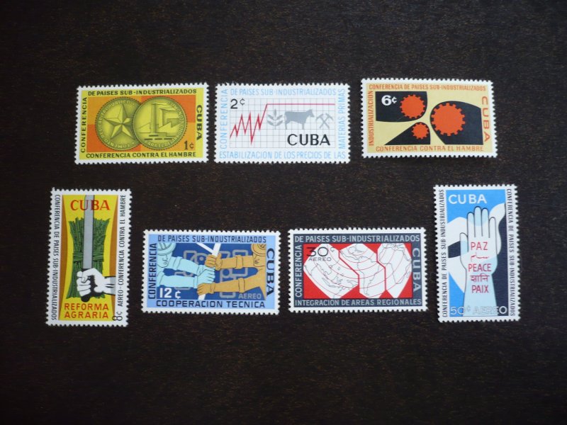 Stamps - Cuba - Scott# 663-665,C215-C218 - Mint Hinged Set of 7 Stamps