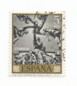 Spain 1966 Scott 1345 used - 5p The Five Continent by Sert