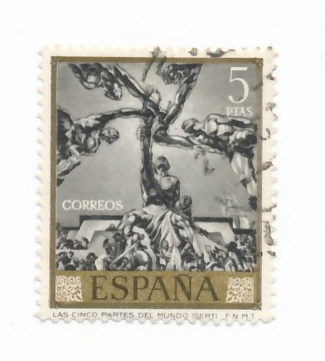 Spain 1966 Scott 1345 used - 5p The Five Continent by Sert