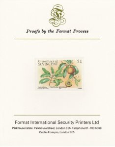 St VINCENT - GRENS 1985 FRUITS imperf on FORMAT INTERNATIONAL PROOF CARD