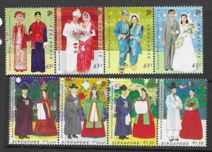 SINGAPORE SG1679/86 2007 TRADITIONAL WEDDING COSTUMES  MNH