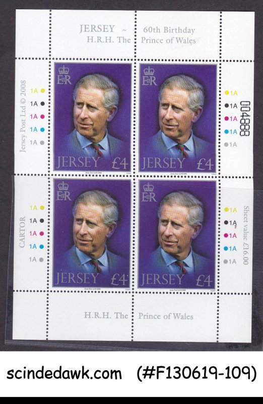 JERSEY - 2008 60th BIRTHDAY OF PRINCE CHARLES MIN/SHT MNH